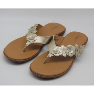 BOC Børn Floral Womens 8M Thong Ecru Sandals Vegan Leather Flip Flop Slide Shoe